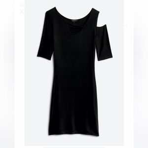 GOLDRAY Xandra Ribbed Knit Dress - Black - Size Large